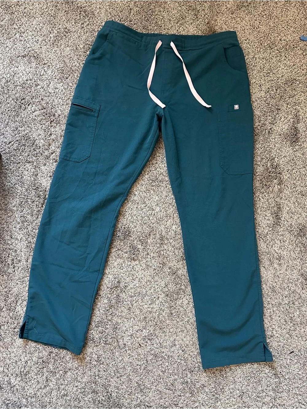 FIGS Teal Drawstring Cargo Scrub Pants
